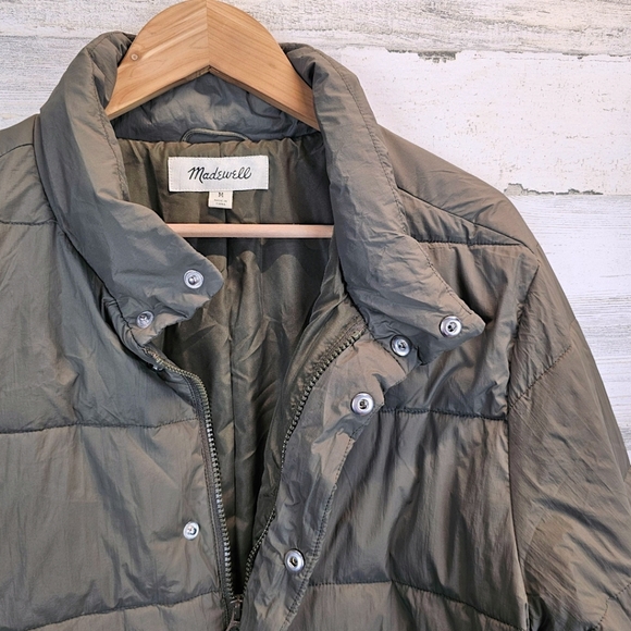 Madewell Mens Quilted Puffer Jacket In Cargo Green Medium Primaloft Gorpcore - Picture 10 of 15